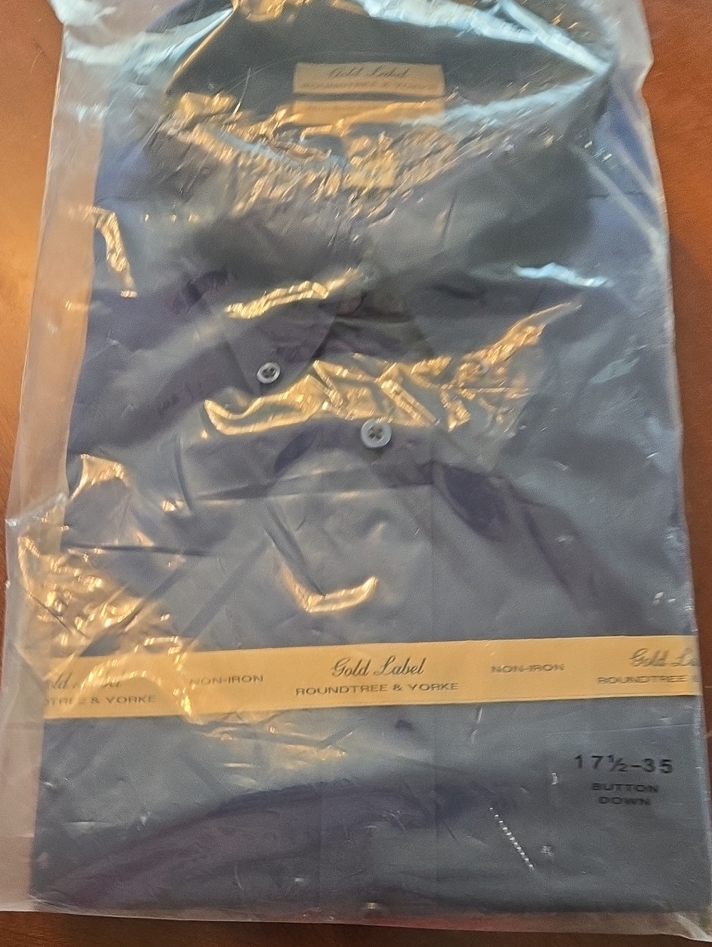 Roundtree & Yorke Men's Navy Blue Dress Shirt - Gold Label